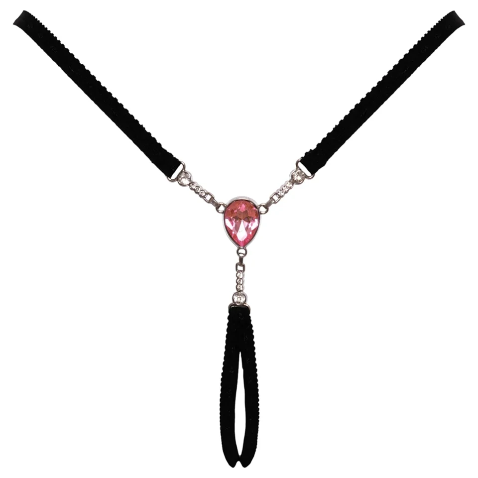 Cottelli - nyitott string tanga csillogó kővel - fekete (S-L)