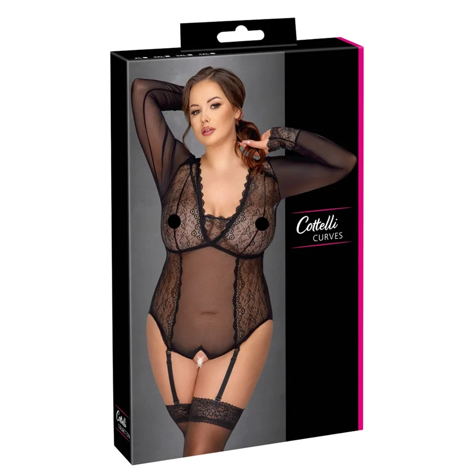 Cottelli Curves - áttetsző body (fekete)