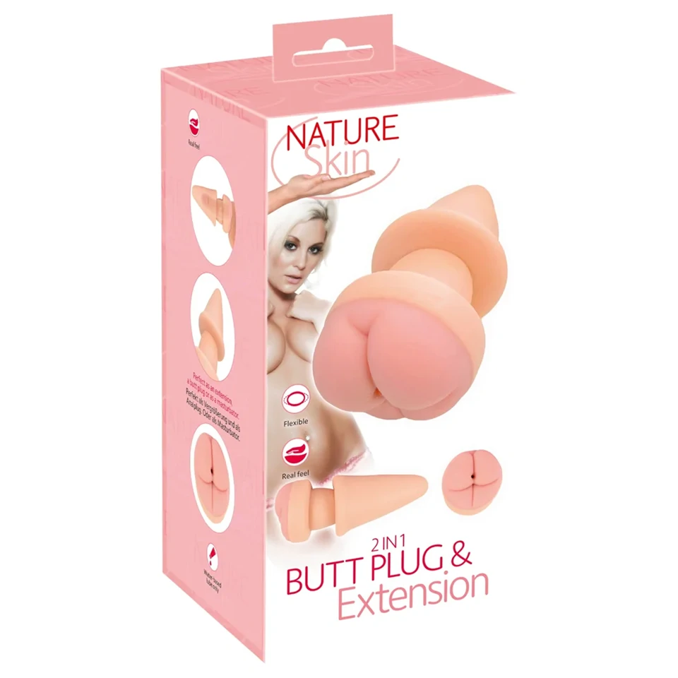 Nature Skin - anál plug és péniszköpeny (natúr)