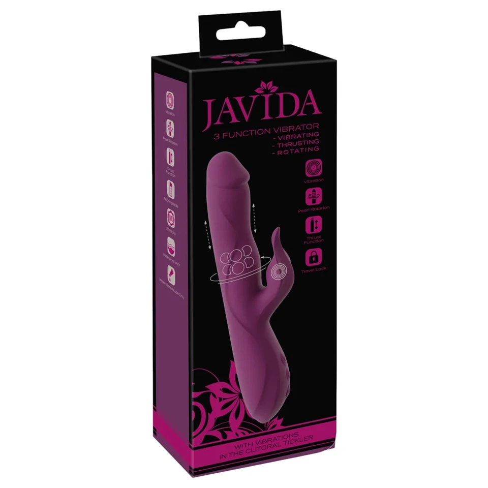 Javida - 3in1 lökő, forgó gyöngyös vibrátor (lila)