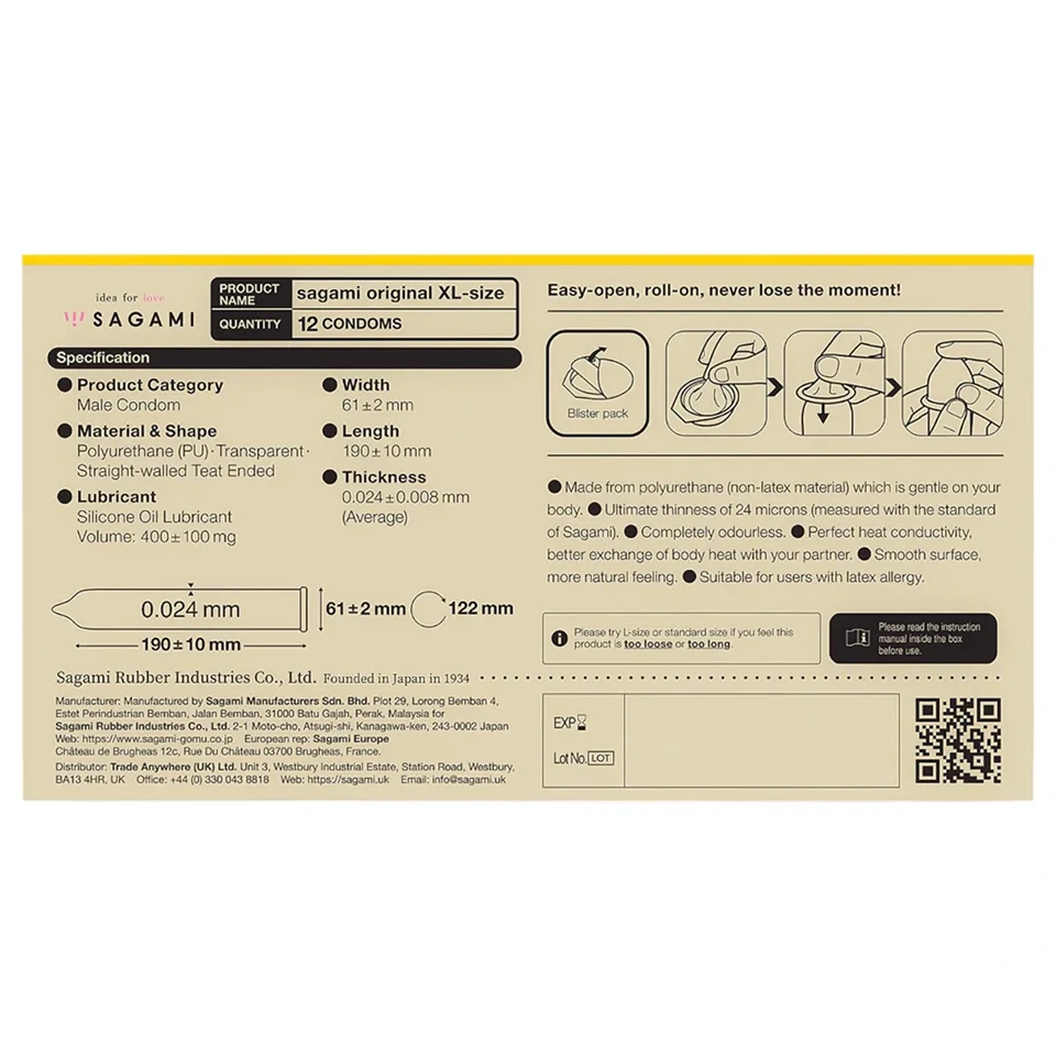 Sagami Original 0,02 XL - óvszer - 61mm