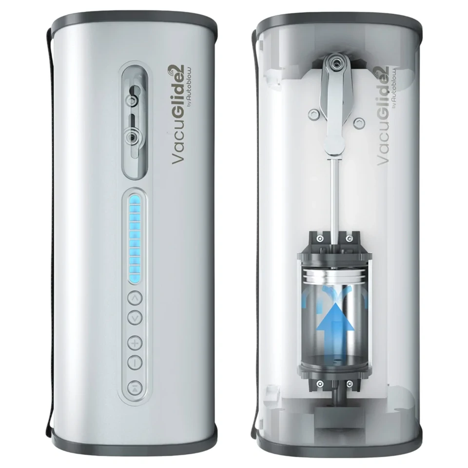 VacuGlide 2 - automata, hálózati férfi luxus maszturbátor (ezüst)