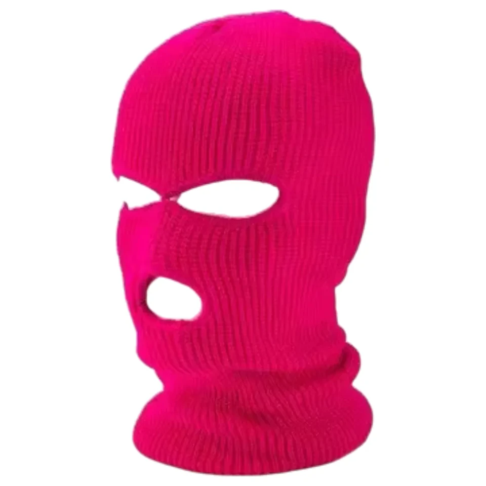 Balaclava - kötött szopóálarc 3 nyílással (sötét pink)