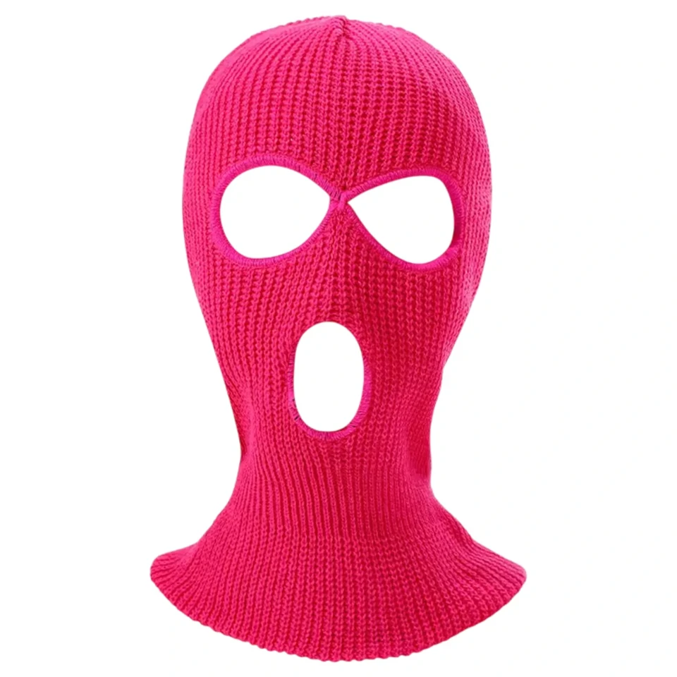 Balaclava - kötött szopóálarc 3 nyílással (sötét pink)