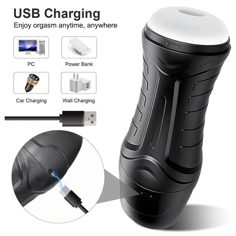 AlvUp - szívó rezgő maszturbátor (fekete)