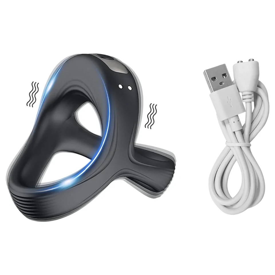 AlvUp - vibrációs pénisz- és heregyűrű (fekete)