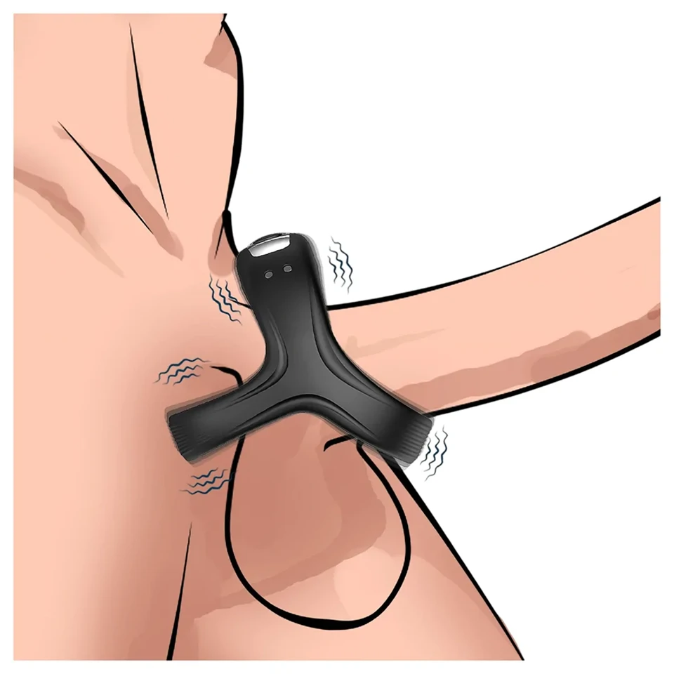 AlvUp - vibrációs pénisz- és heregyűrű (fekete)