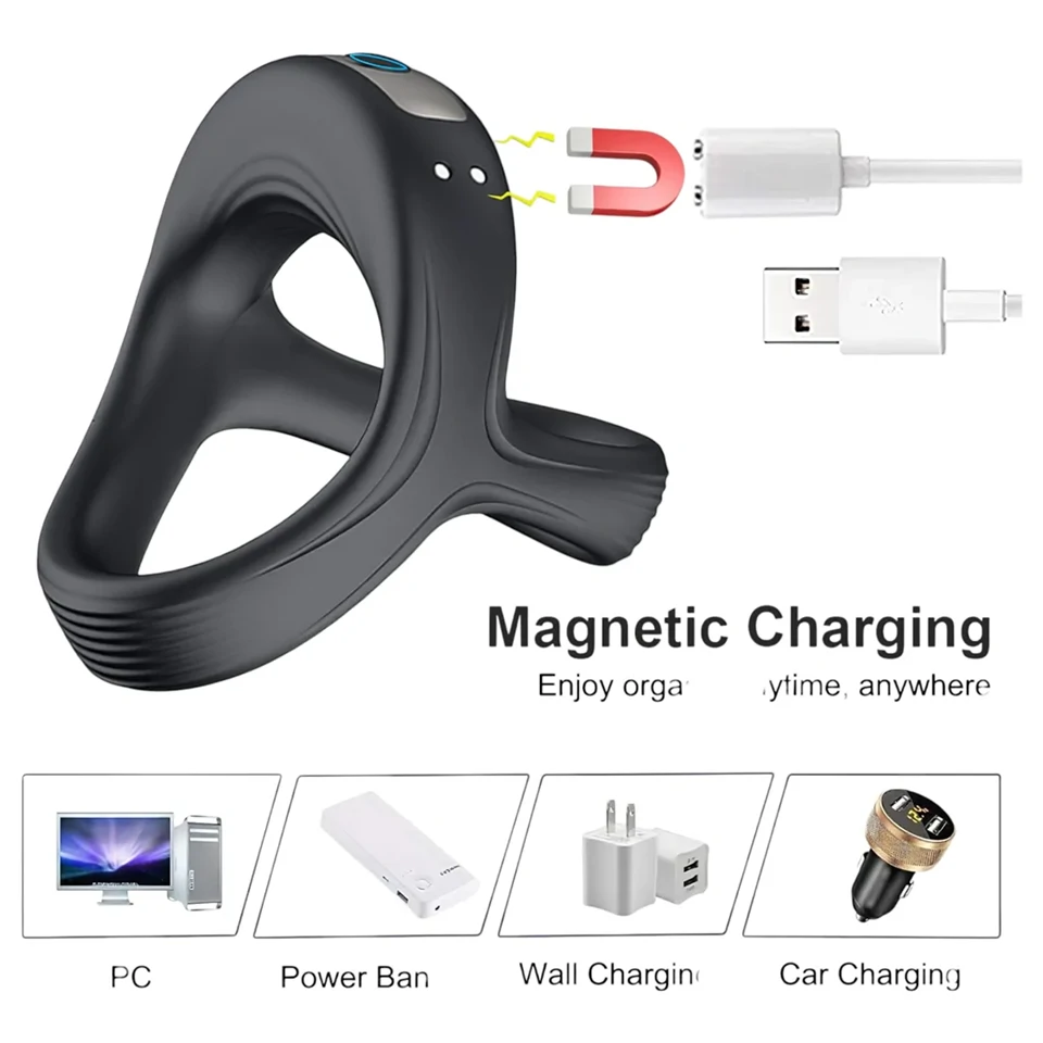 AlvUp - vibrációs pénisz- és heregyűrű (fekete)