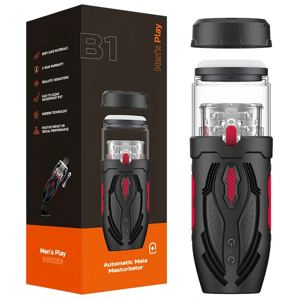 Men's Play - lökő forgó maszturbátor (fekete)