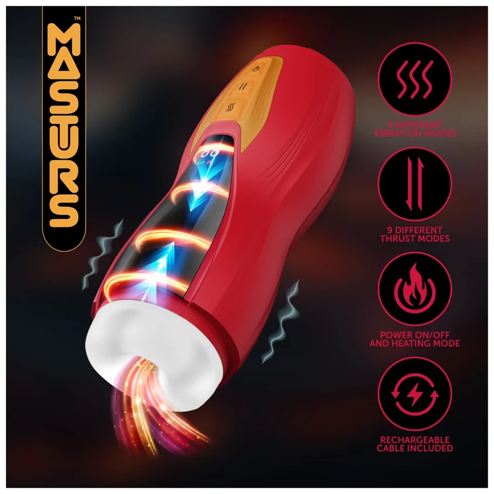 Masturs Solara - melegítő fel-le mozgó AR maszturbátor (piros)