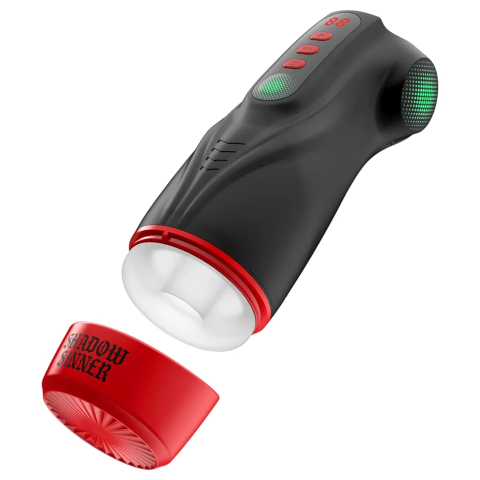 Masturs Raven - szopó-rezgő AR maszturbátor (fekete-piros)