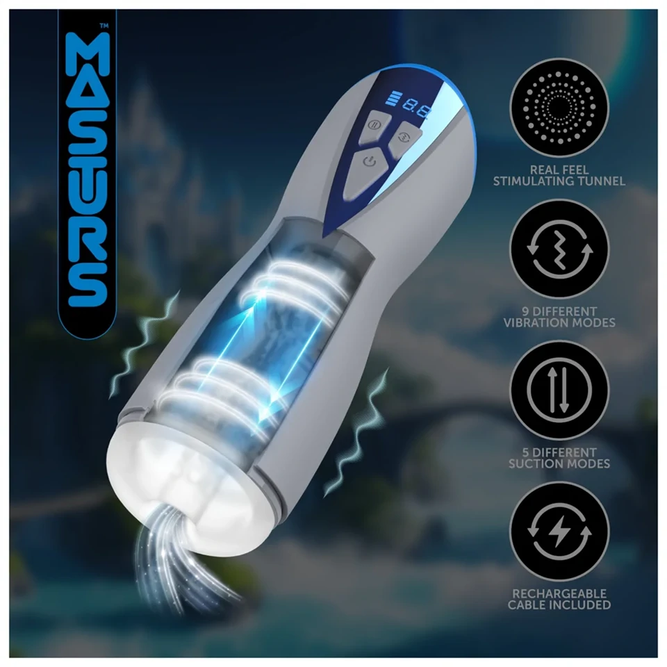 Masturs Eloa - szívó-rezgő AR maszturbátor (kék)