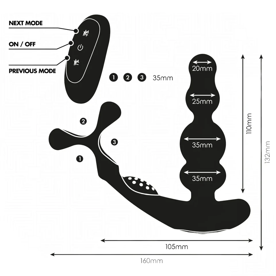 Addicted Toys - forgó fejes análvibrátor péniszgyűrűvel (fekete)