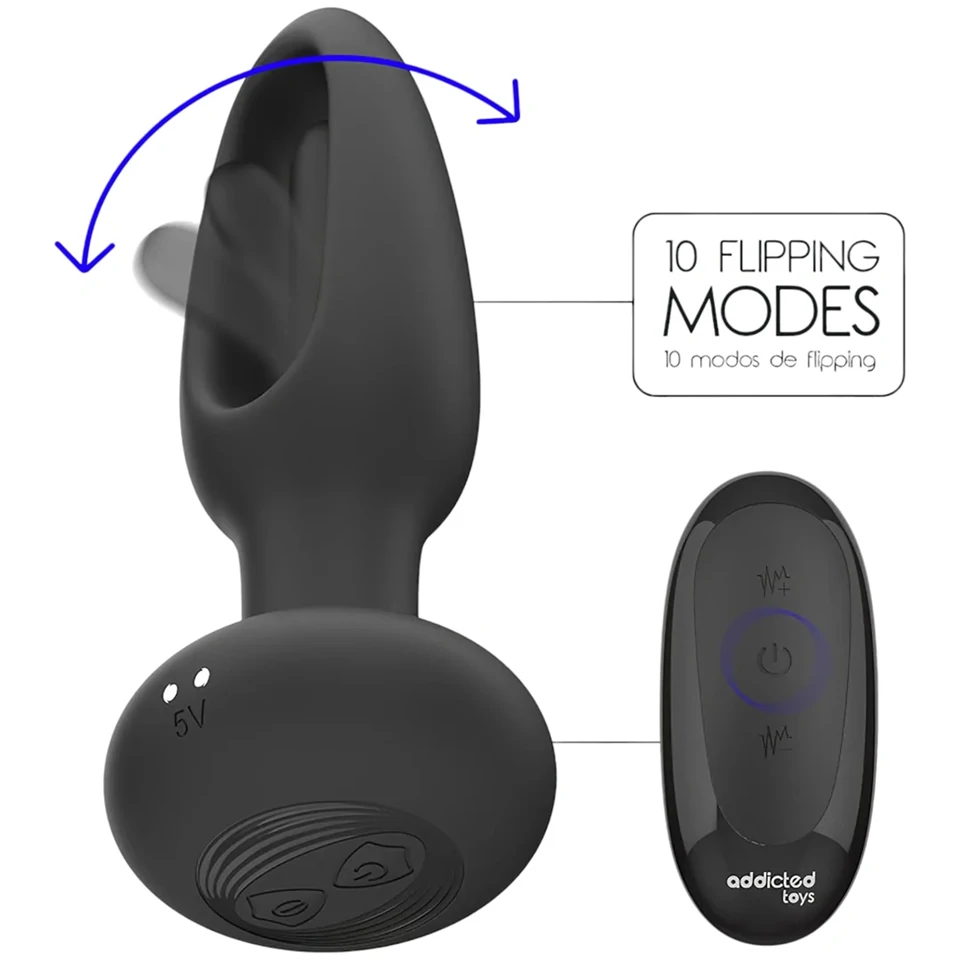 Addicted Toys - mozgó nyelves análvibrátor (fekete)