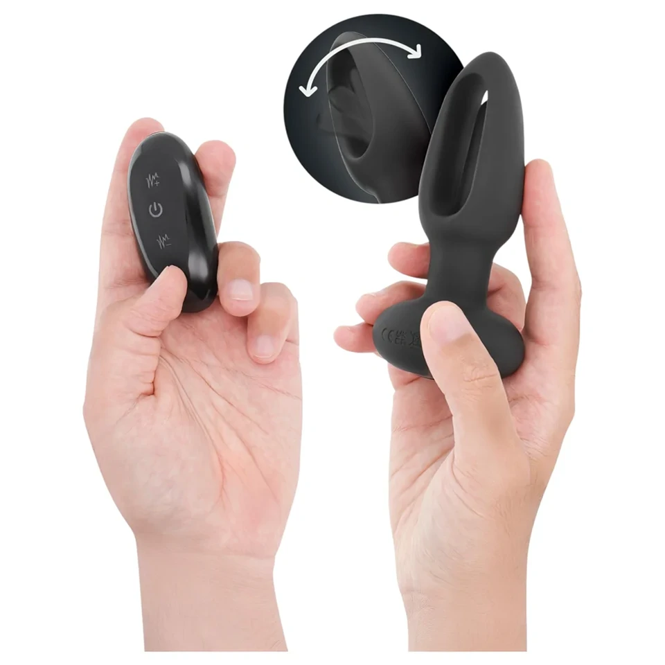 Addicted Toys - mozgó nyelves análvibrátor (fekete)