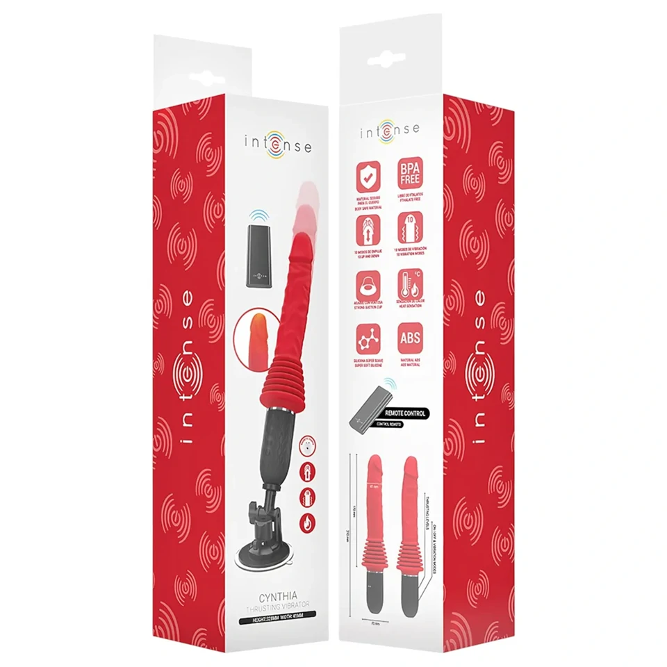 Intense Cynthia - tapadó talpas lökő vibrátor (piros)