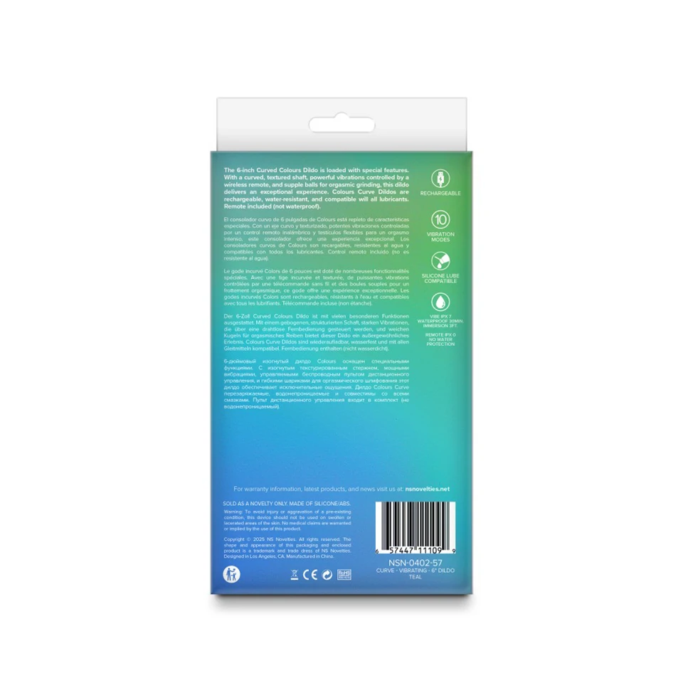 Colours - Curve - Vibrating - 6" Dildo - Teal