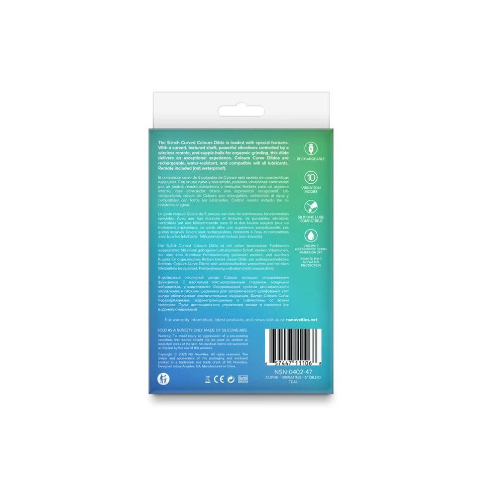 Colours - Curve - Vibrating - 5" Dildo - Teal