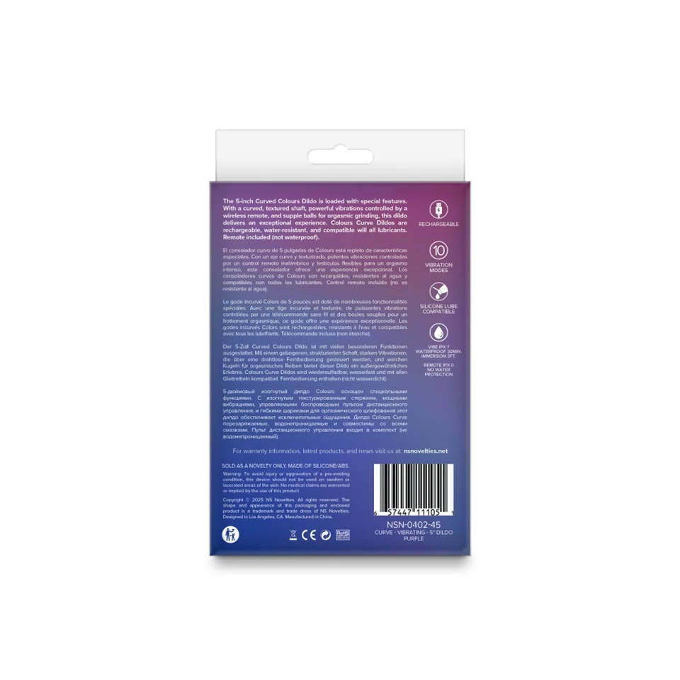 Colours - Curve - Vibrating - 5" Dildo - Purple