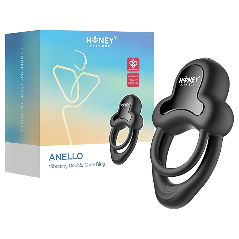 Honey Play Box Anello - okos vibrációs pénisz- és heregyűrű (fekete)