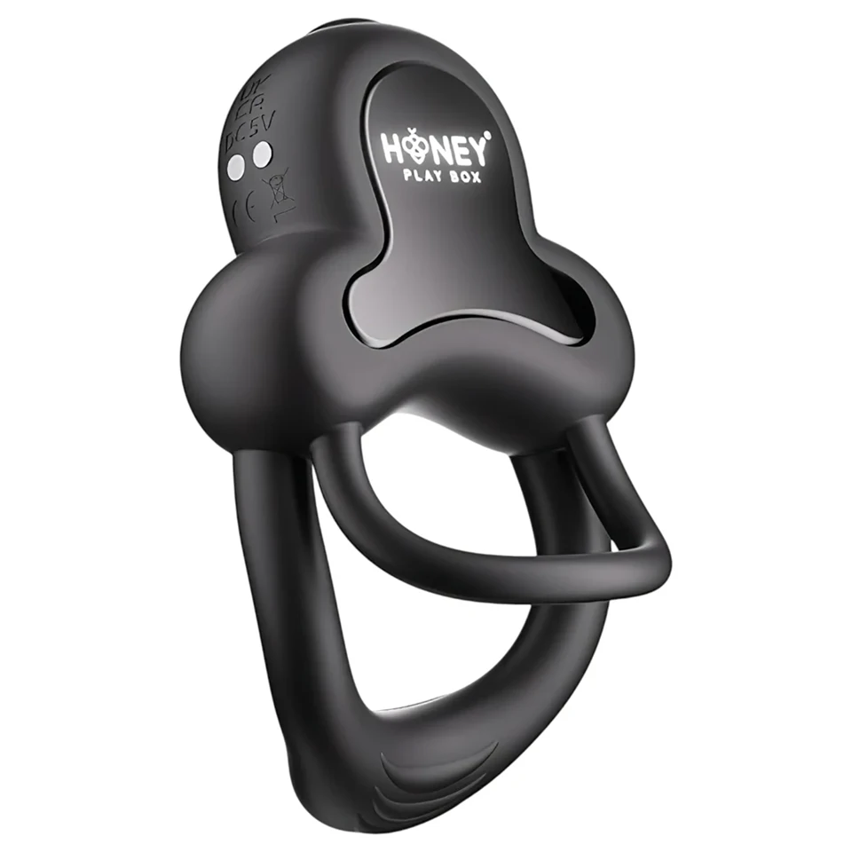 Honey Play Box Anello - okos vibrációs pénisz- és heregyűrű (fekete)