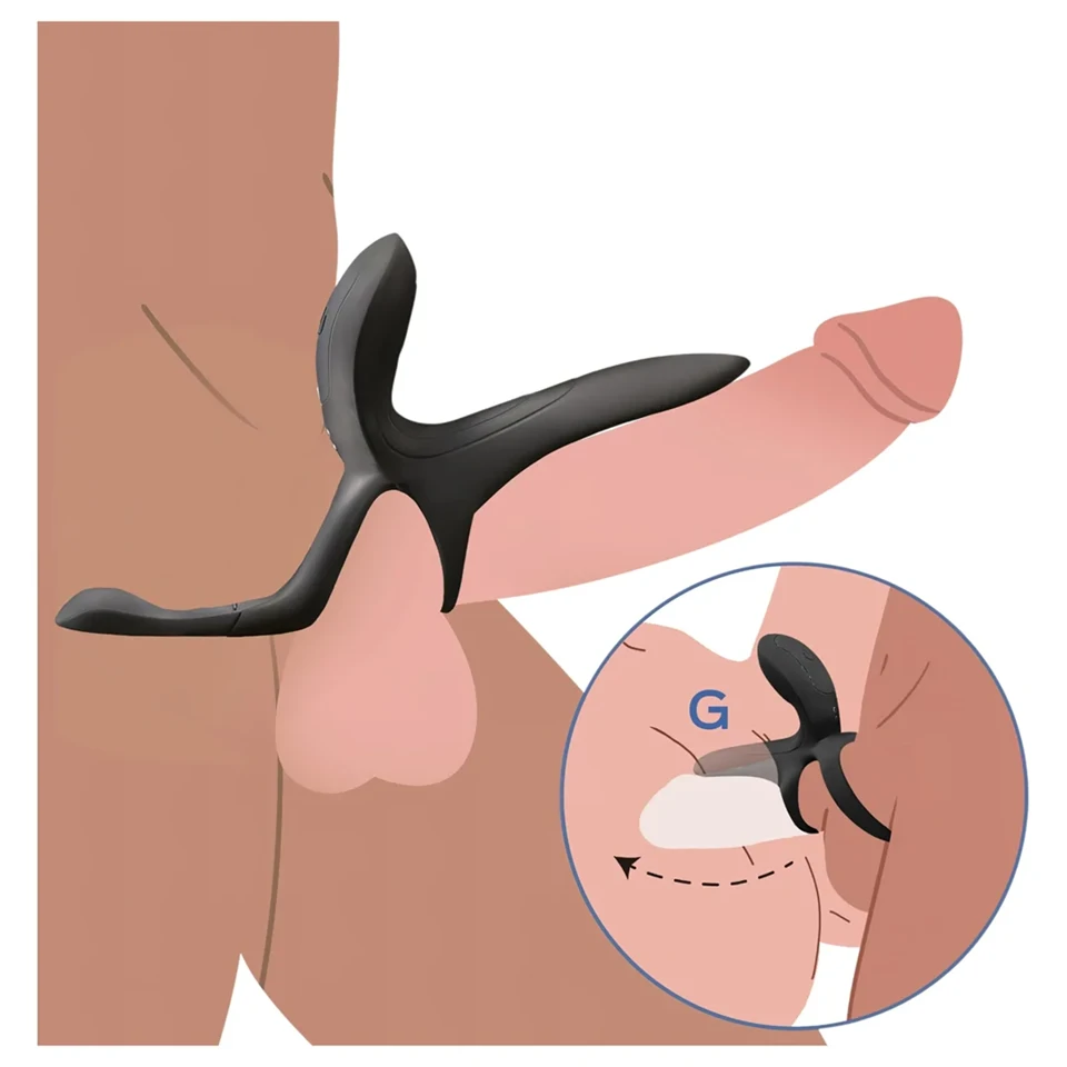 Honey Play Box Pleasure Pivot - okos vibrációs pénisz- és heregyűrű (fekete)