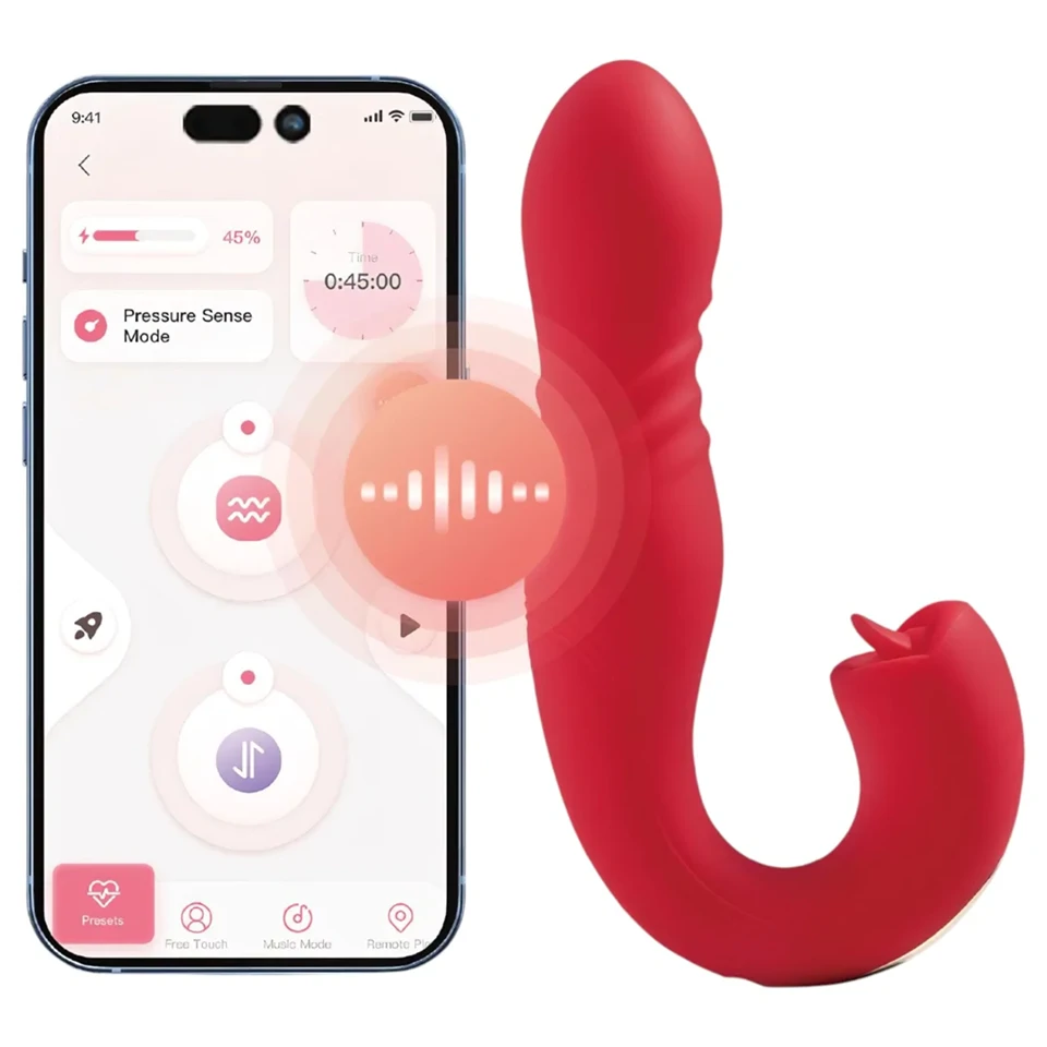 Honey Play Box Joi Thrust 2 - okos lökő, nyaló vibrátor (piros)