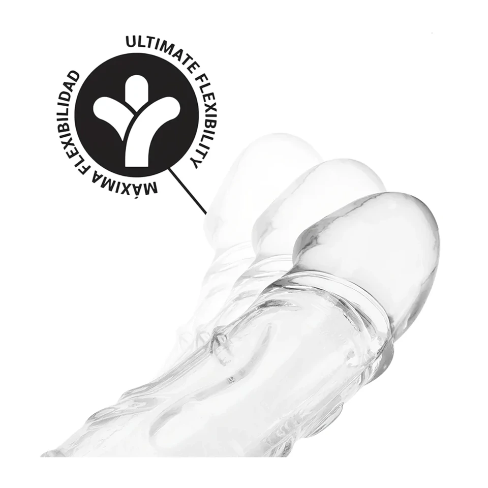 Addicted Toys - péniszköpeny heregyűrűvel - 27 cm (áttetsző)