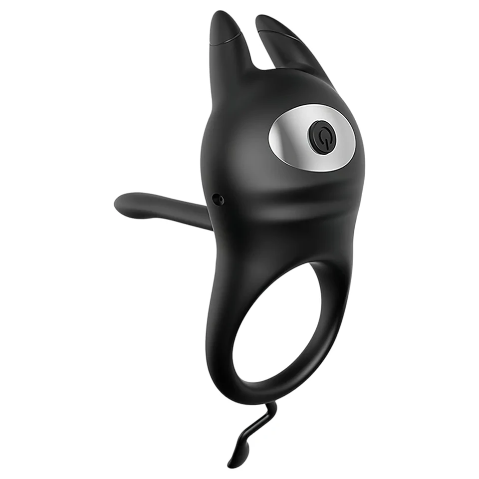 AlvUp - vibrációs péniszgyűrű csiklóizgatóval (fekete)