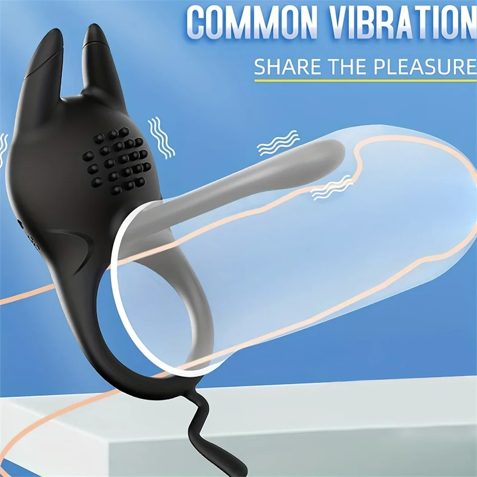 AlvUp - vibrációs péniszgyűrű csiklóizgatóval (fekete)