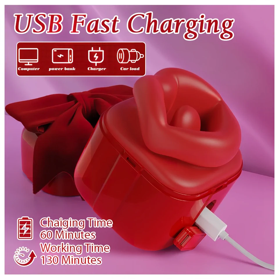 SEX HD Lovely Kiss - nyaló-szívó vibrátor (piros)