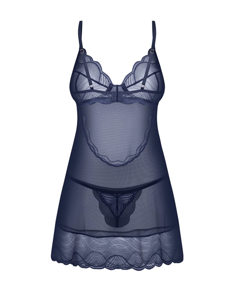 Nightly Blue chemise & thong M/L
