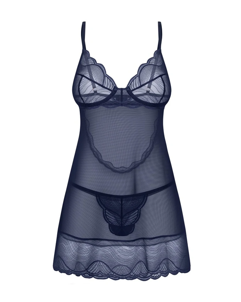 Nightly Blue chemise & thong M/L