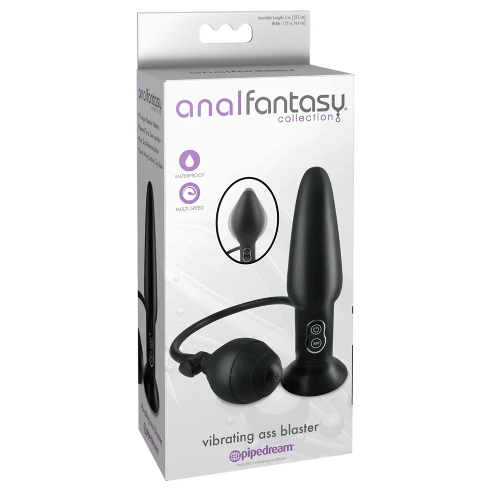 Anal Fantasy - pumpálható vibrációs anál plug (fekete)