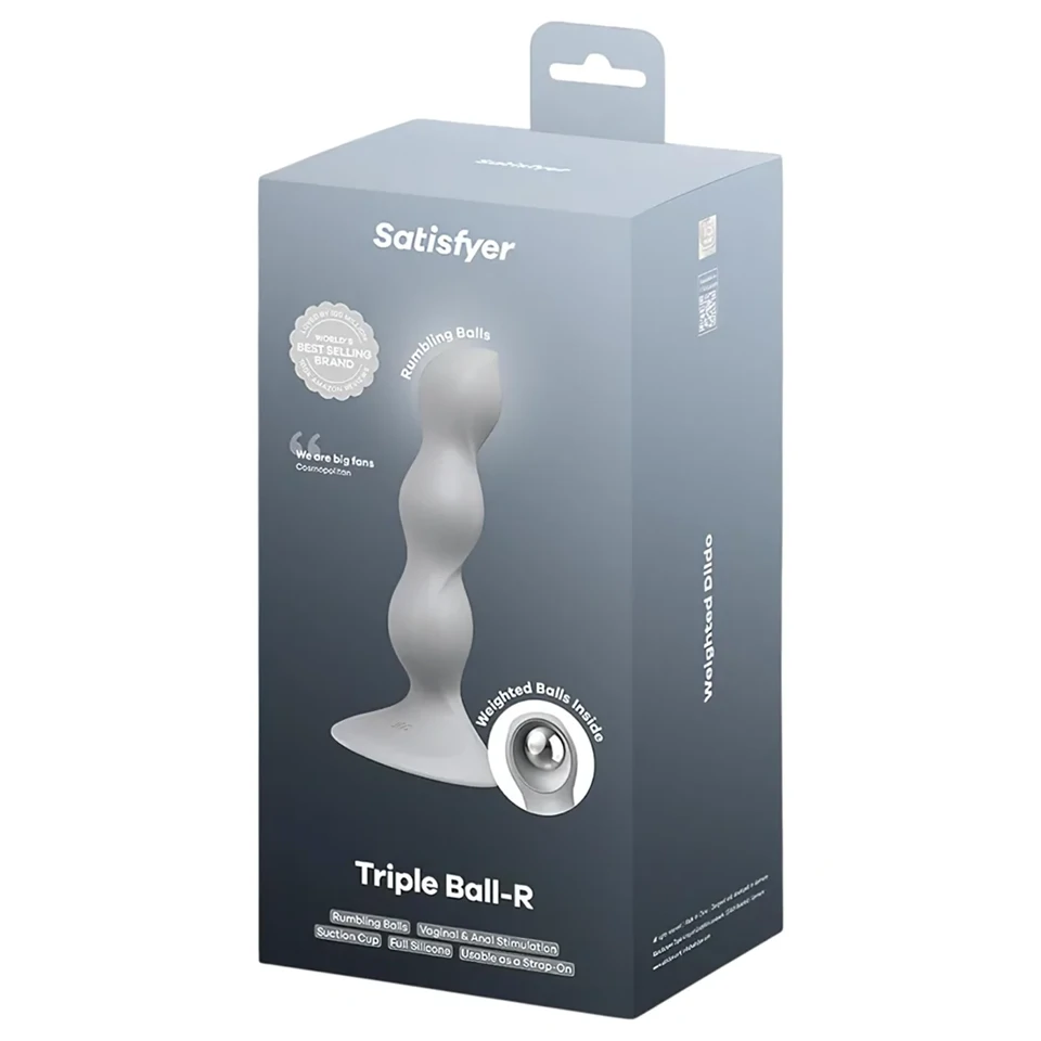 Satisfyer Triple Ball-R - gyöngyös dildó (szürke)