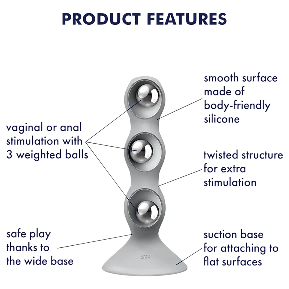 Satisfyer Triple Ball-R - gyöngyös dildó (szürke)