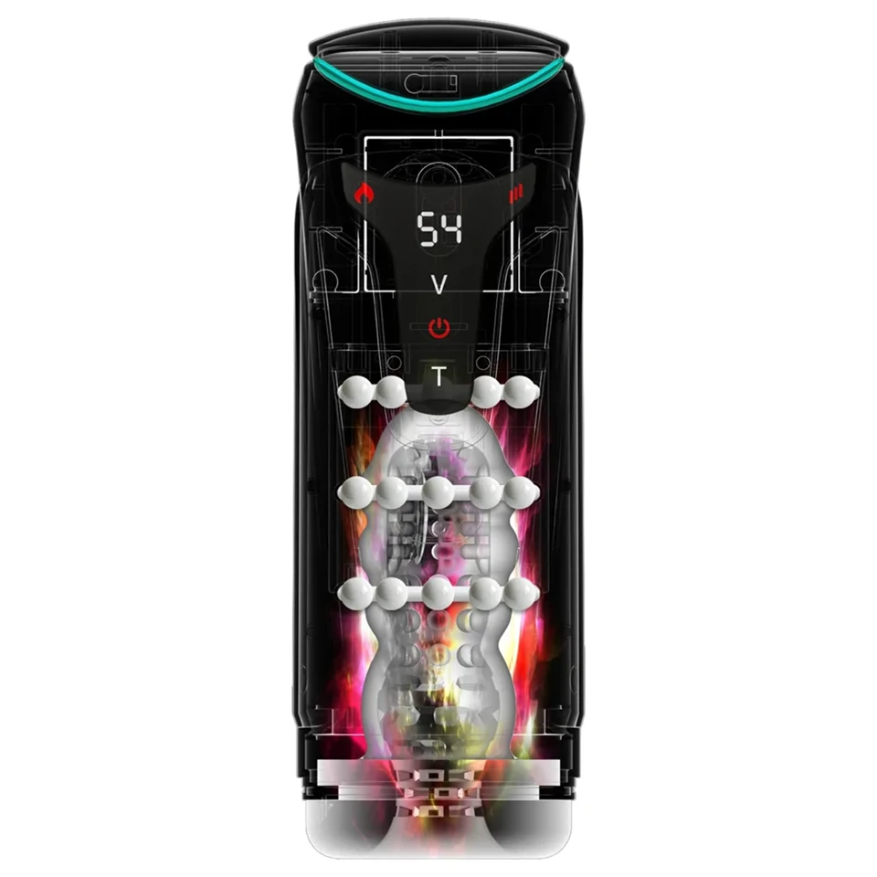 PDX Elite Moto-Bator Pro - gyöngyös, melegítős lökő maszturbátor (fekete)