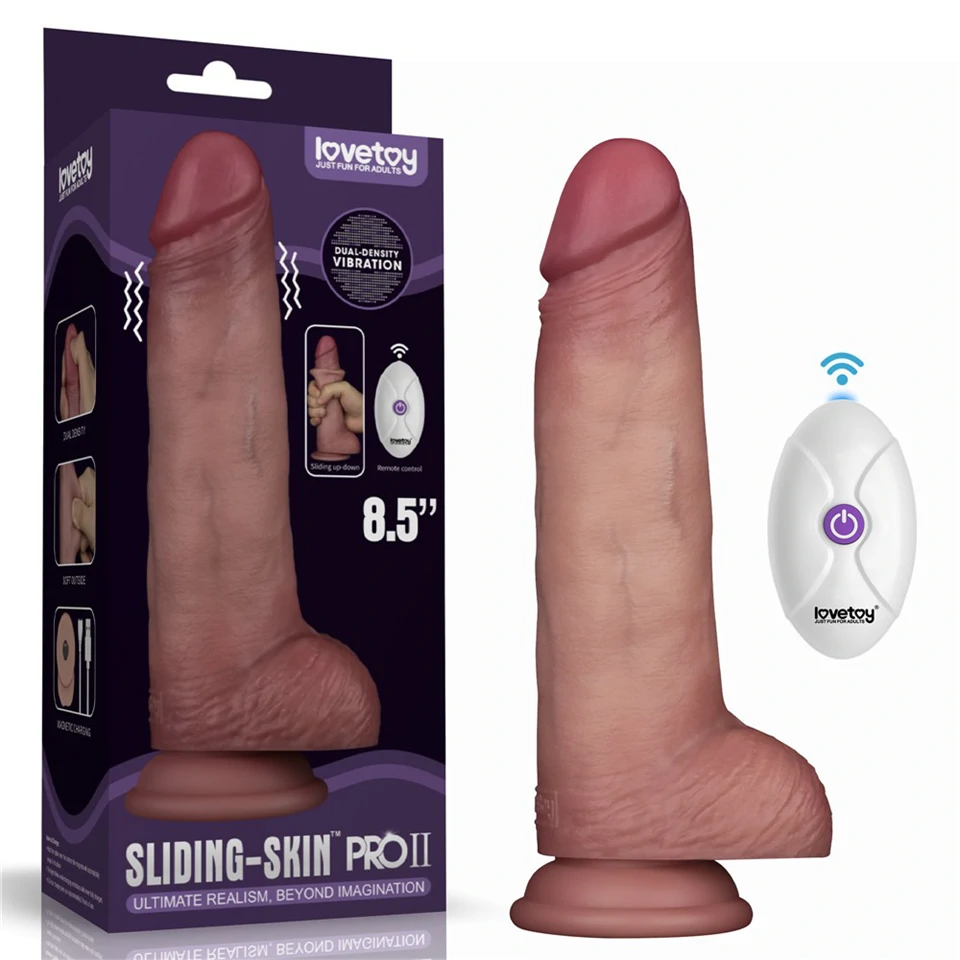 8.5" Vibrating Sliding Skin Pro II Silicone Dong