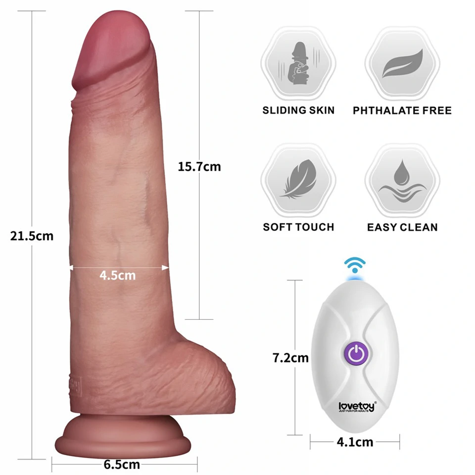 8.5" Vibrating Sliding Skin Pro II Silicone Dong