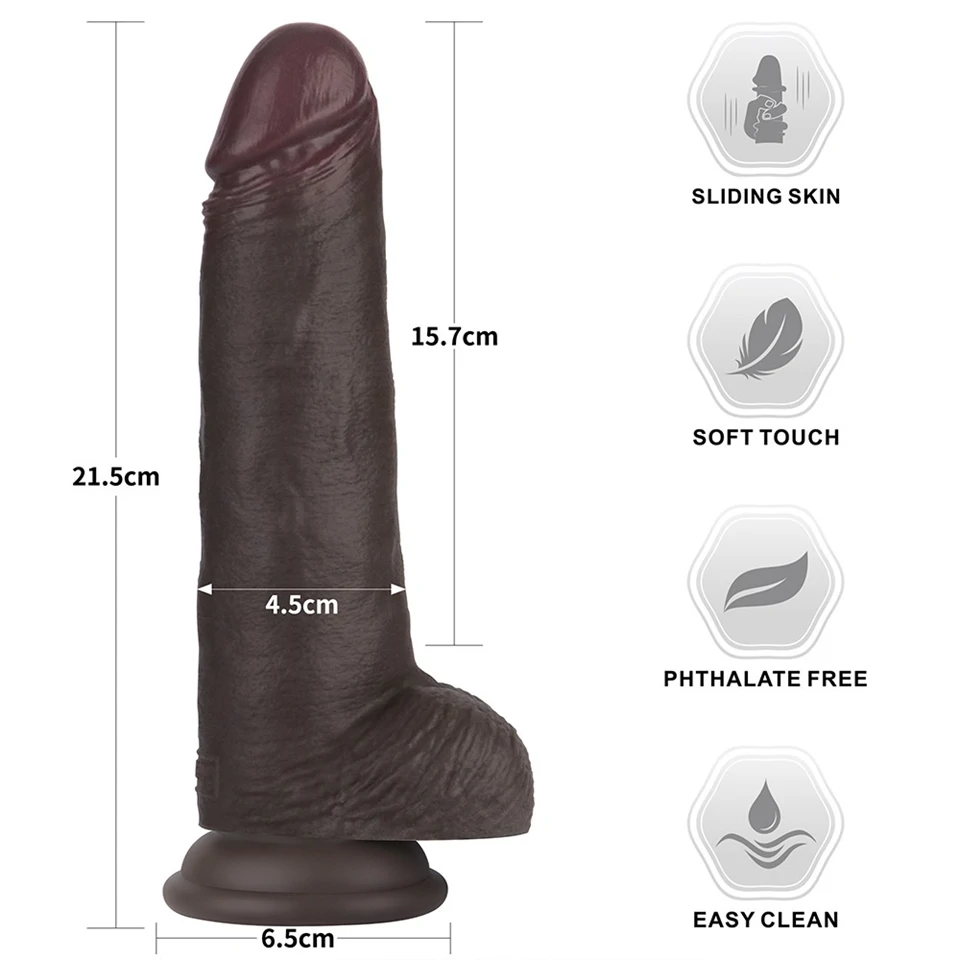 8.5'' Sliding Skin Pro II Dual Layer Silicone Dong (Black)