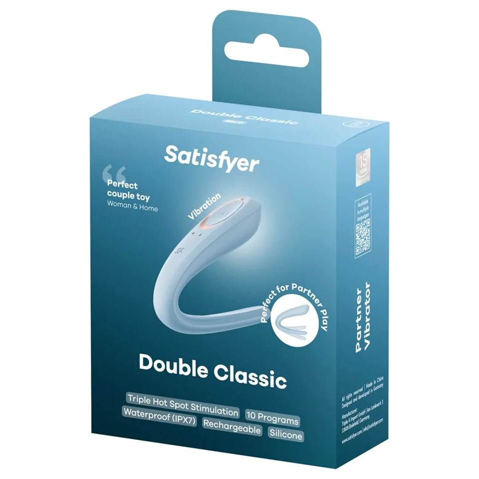 Satisfyer Double Classic - párvibrátor (kék)