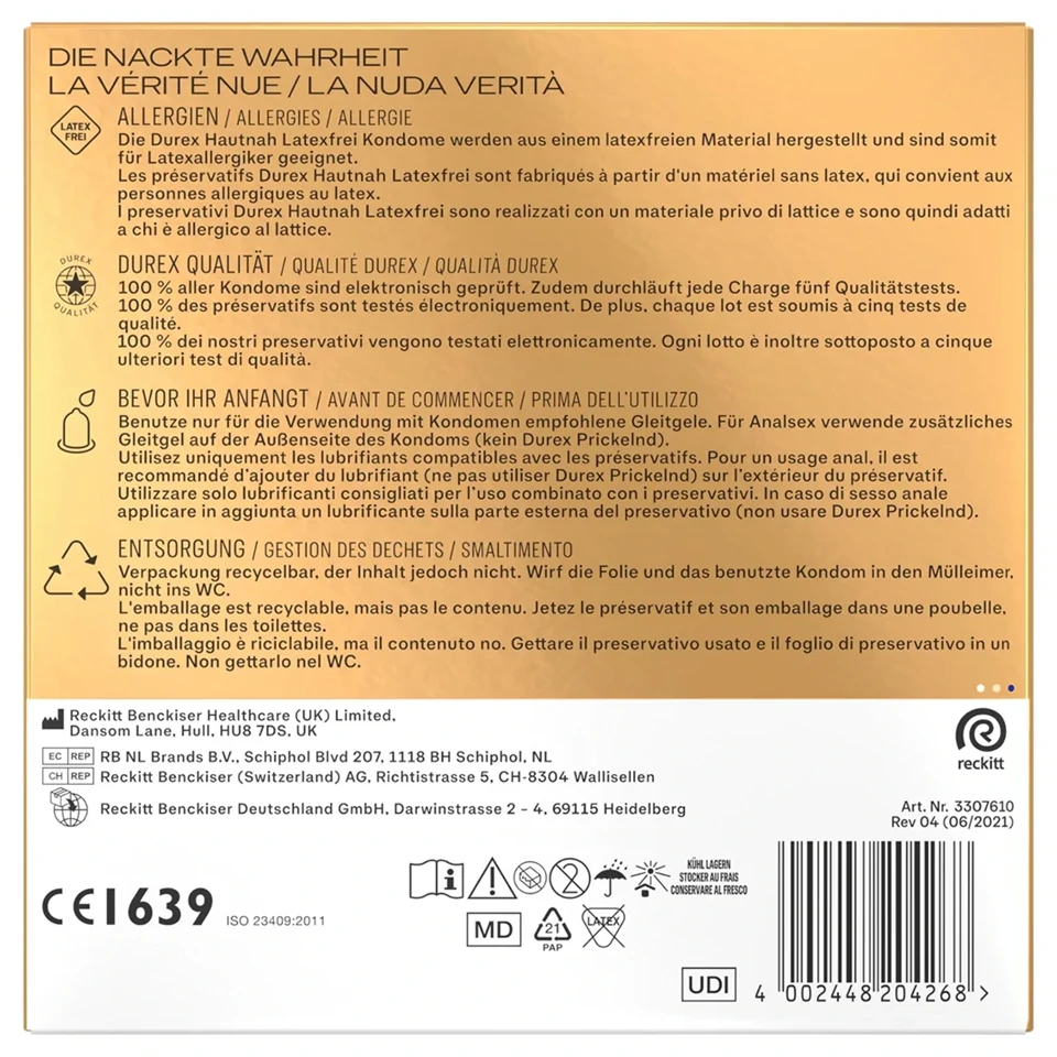 Durex Hautnah - latex mentes óvszer (30 db)