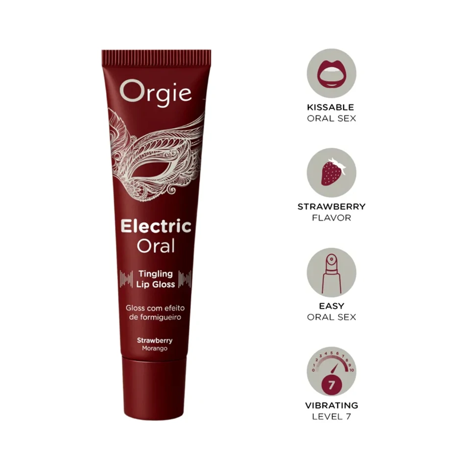 Orgie Electric Oral - bizsergető hatású ajakfény - eper (10ml)
