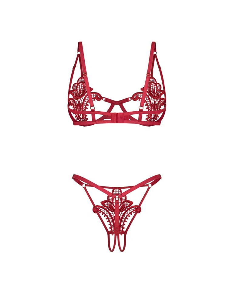 Luise Sublim Red 2-pcs crotchless set L/XL
