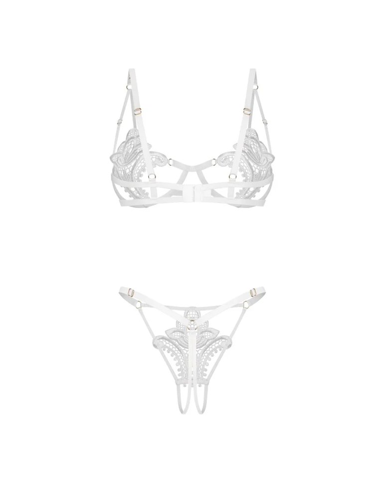 Luise Sublim White 2-pcs crotchless set S/M