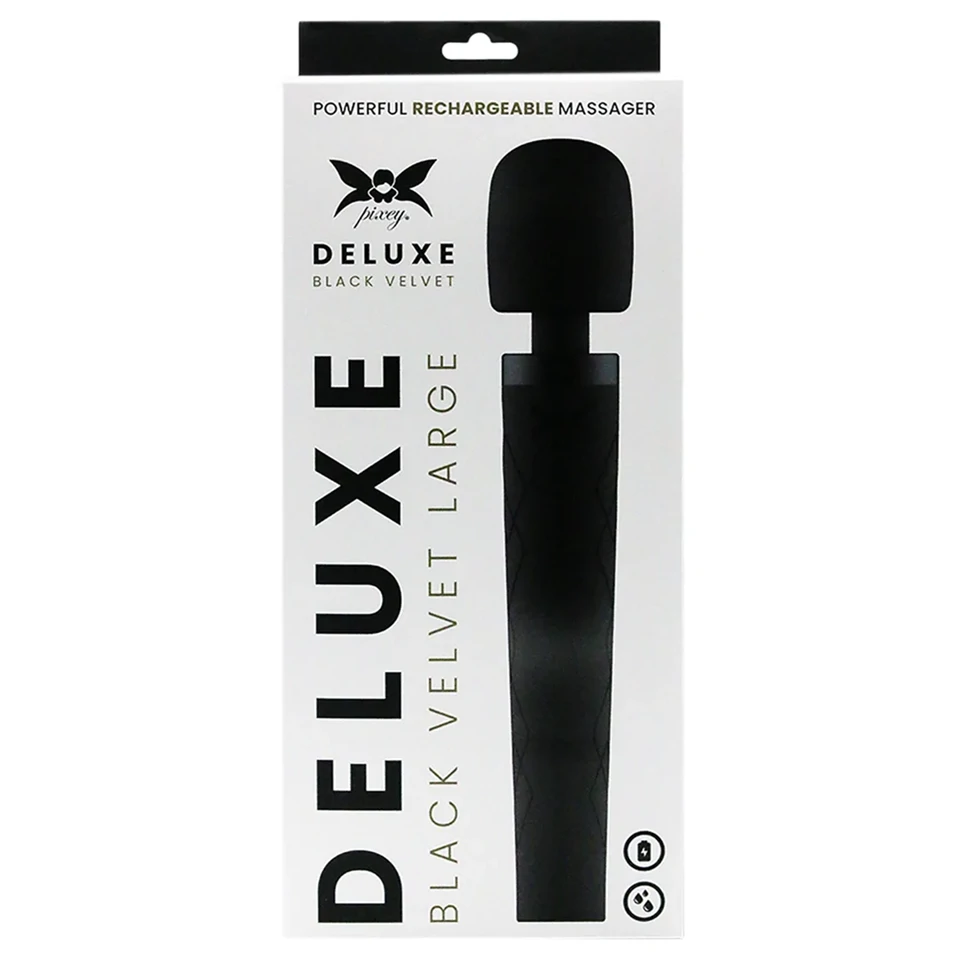 Pixey Deluxe Black Velvet - wand vibrátor L (fekete)