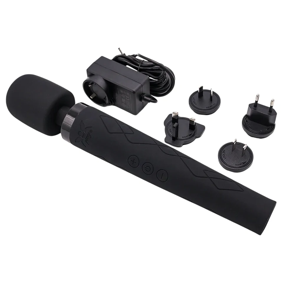 Pixey Deluxe Black Velvet - wand vibrátor L (fekete)