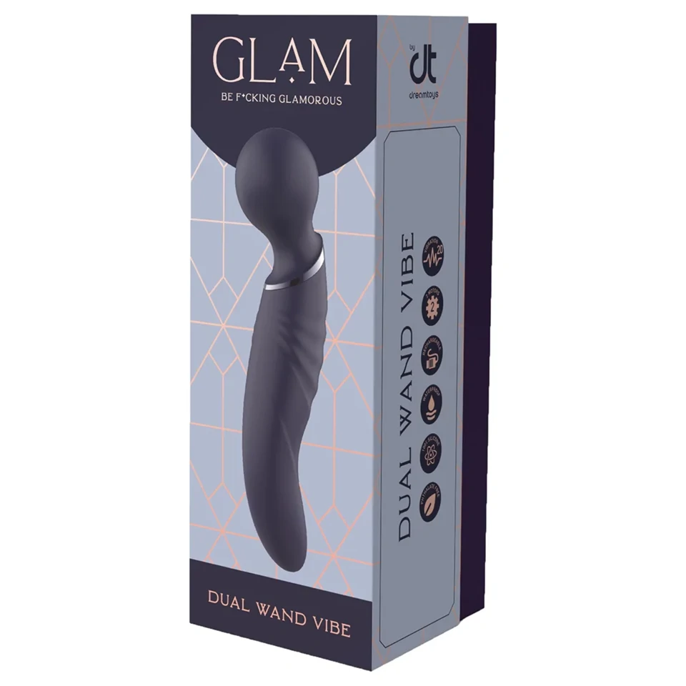 Glam - kétvégű wand vibrátor (sötétszürke)