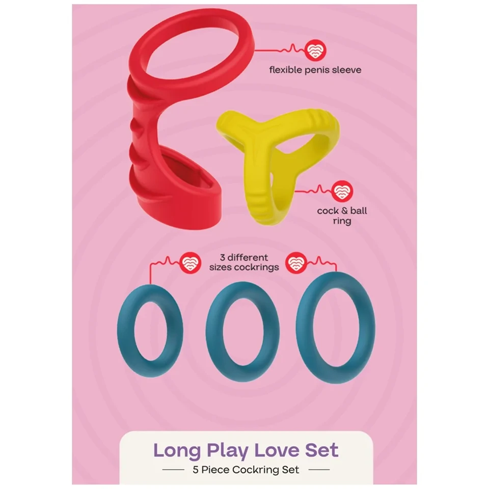 Dreamtoys Love Signal - péniszgyűrű szett (többszínű)