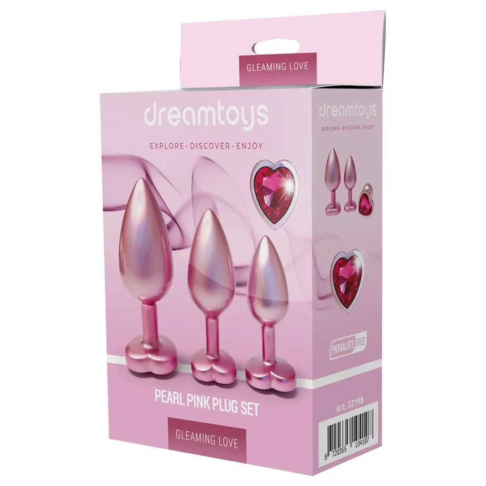 Dreamtoys Gleaming Love - szíves anál plug szett (rózsaszín)